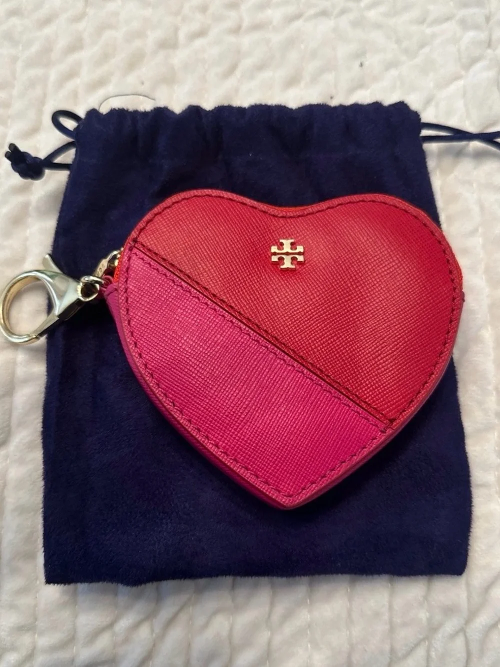 Tory Burch Two Tone Heart Shape Coin Case